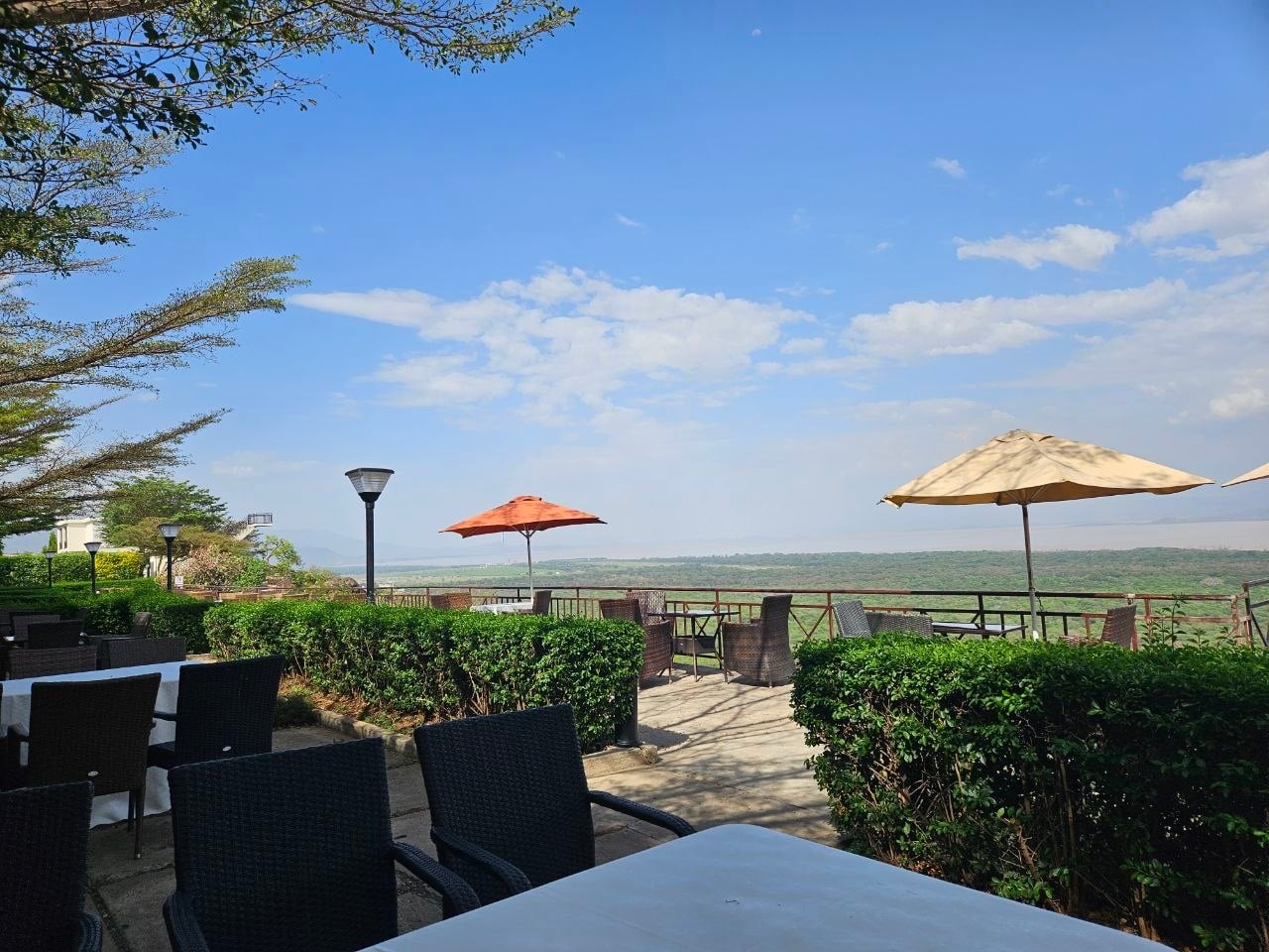 Twin lakes from the lodge terrace